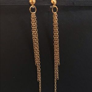 Gold Tone Triple Chain Dangle Earrings